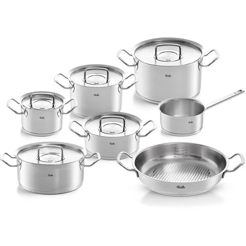 Original-Profi Collection® 7-teiliges Set aus Kochtöpfen, Bratentöpfen, Stielkasserolle und Servierpfanne