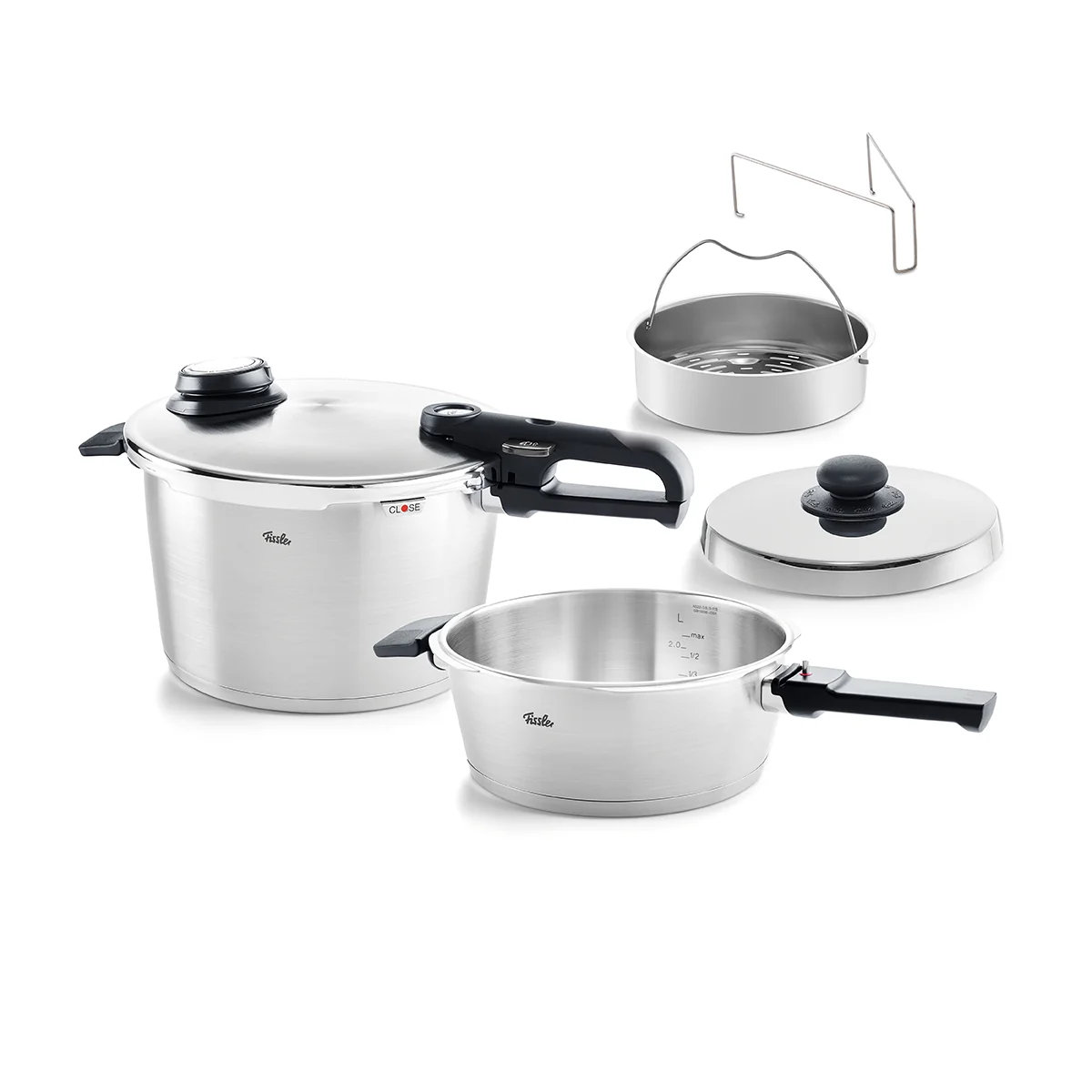 Vitavit® Premium 3-tlg. Set aus Schnellbratpfanne 4 Liter & Schnellkochtopf 8 Liter mit Metalldeckel
